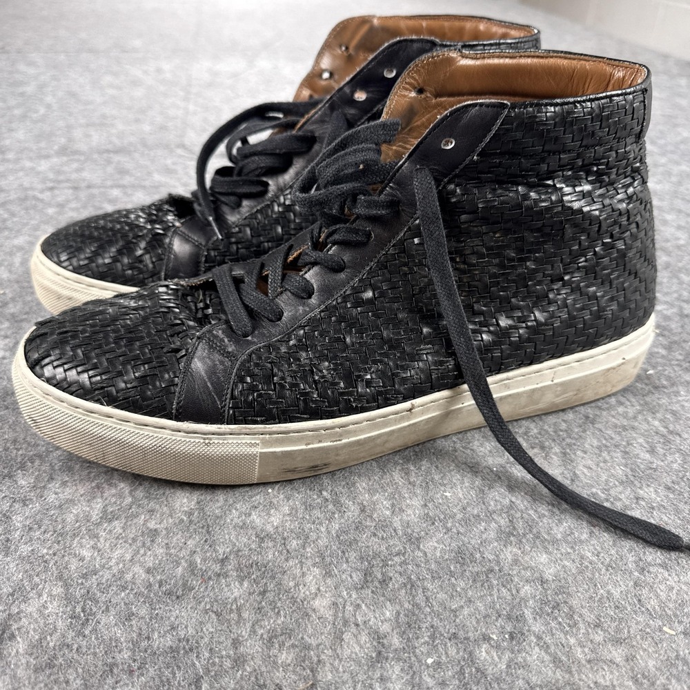 Taft Shoes Mens Size 10 Black Woven Leather High Top Sneakers Handcrafted Spain